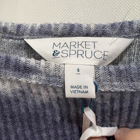 MARKET AND SPRUCE WOMENS SIZE SMALL CORINNA‎ RIBBED DOLMAN KNIT TOP NAVY - Picture 2 of 5